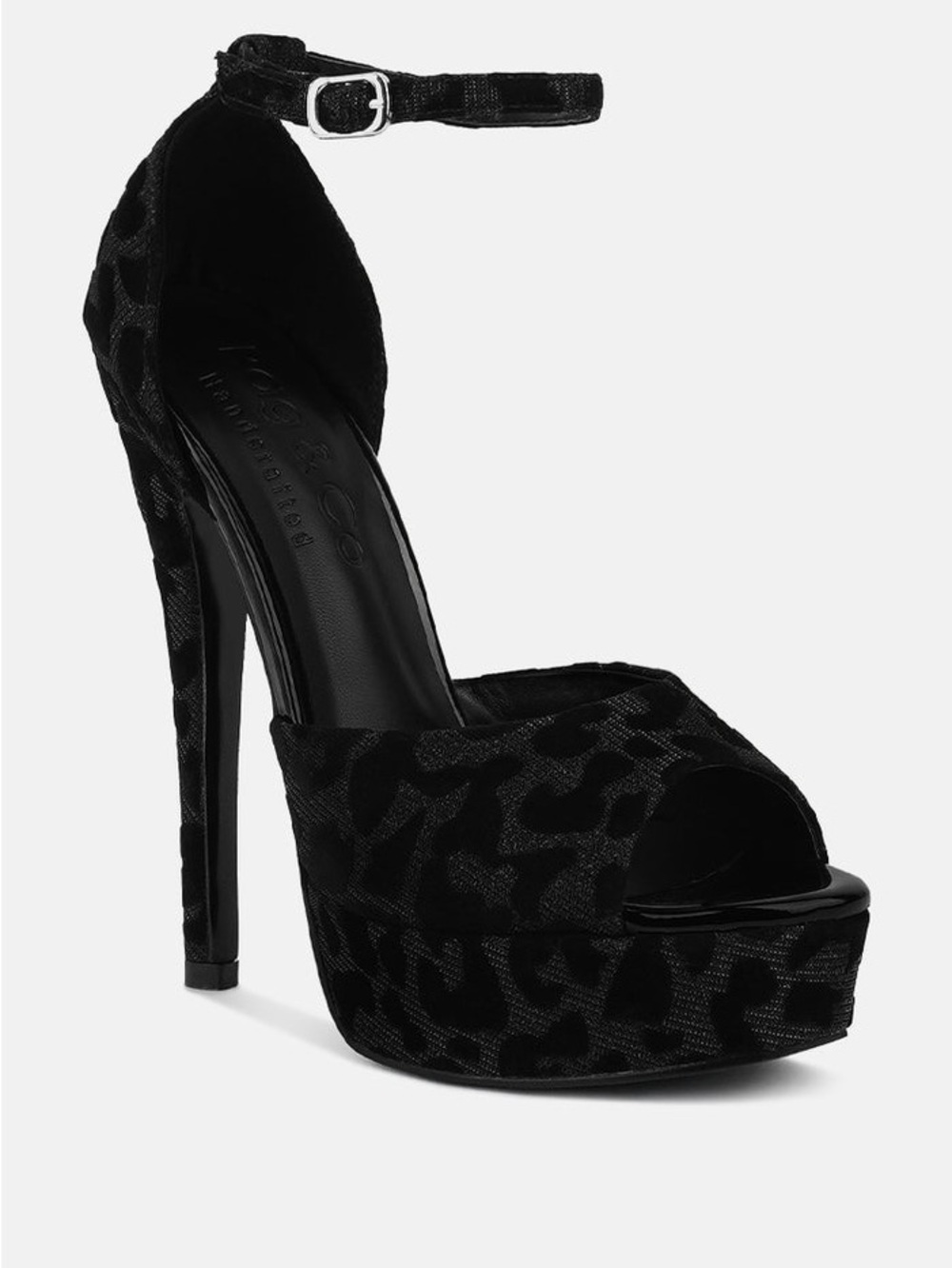 Black Women's Peep-Toe Ankle-Strap Heels